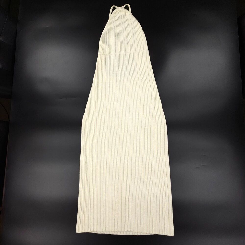 PAMPELONE Open Back Halter Knit Midi Dress Minimal Resort Clean Girl Feminine XS